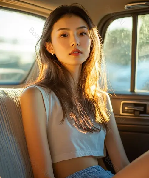 生活摄影-车中少女