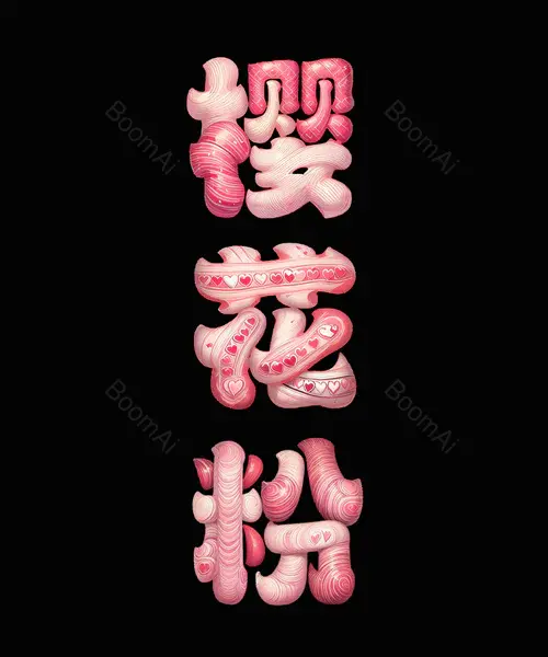 马克笔爱心艺术字