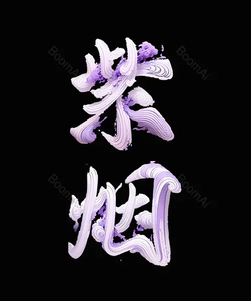 手绘紫烟艺术字