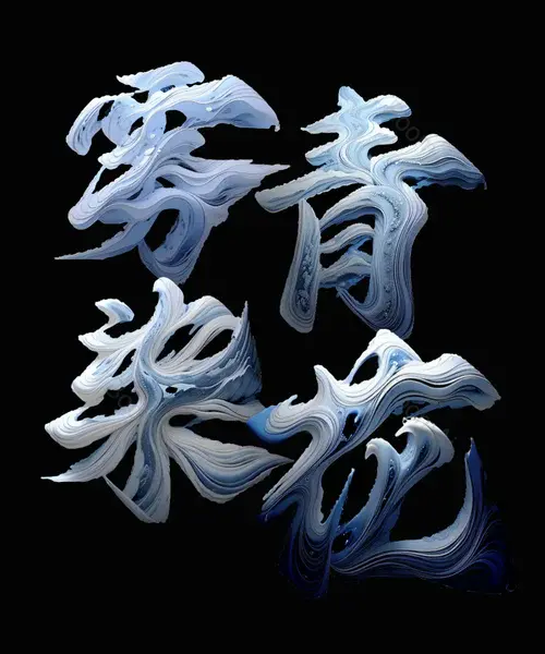 青花风格艺术字